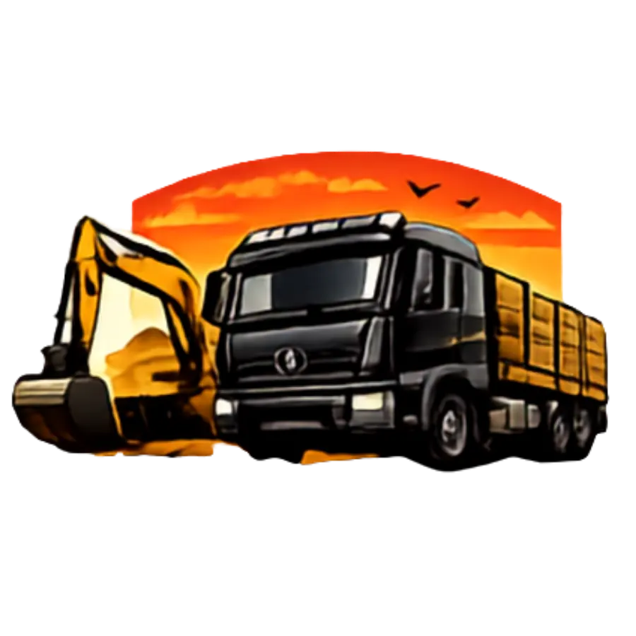 Truck and excavator